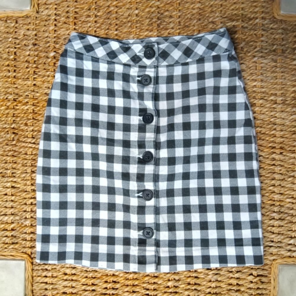 Divided Black White Plaid Mini Pencil Skirt Sz 0